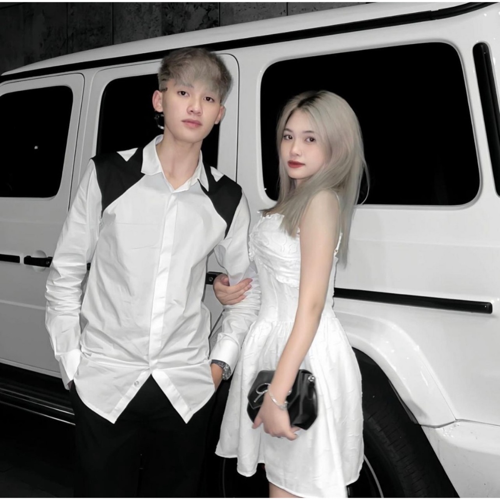 Áo sơ mi, áo sơ mi nam dài tay MCQ vải thô thêu vạch đen hai vai phong cách boy phố lịch lãm