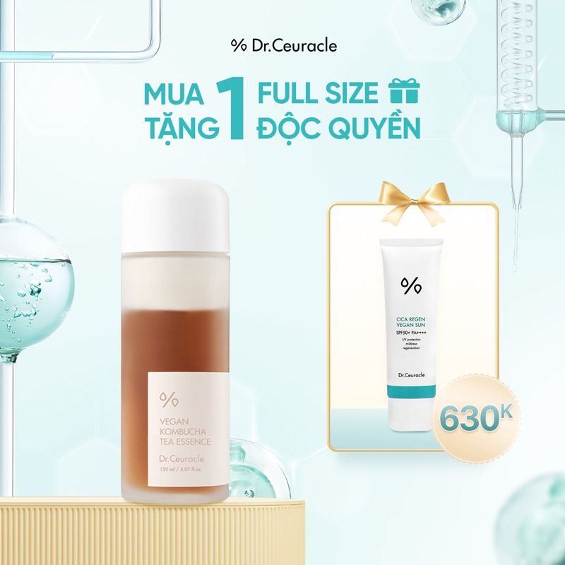 MUA 1 TẶNG 1| Mua Nước Thần Cấp Ẩm Chống Lão Hoá Essence Kombucha Dr.Ceuracle 150ml Tặng 1 Kem Chống Nắng Cica 50ml