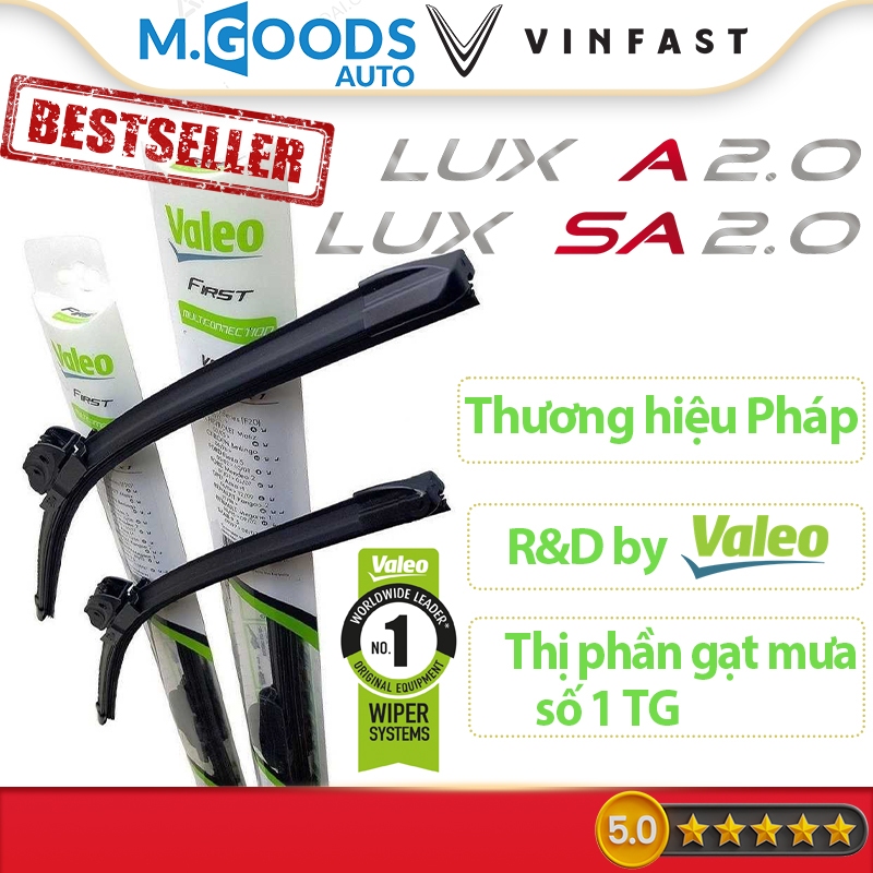 Gạt mưa Vinfast - 1 bộ 2 cây - Gạt mưa Valeo thương hiệu Pháp thân mềm cho Vinfast Lux A, Vinfast Lux SA