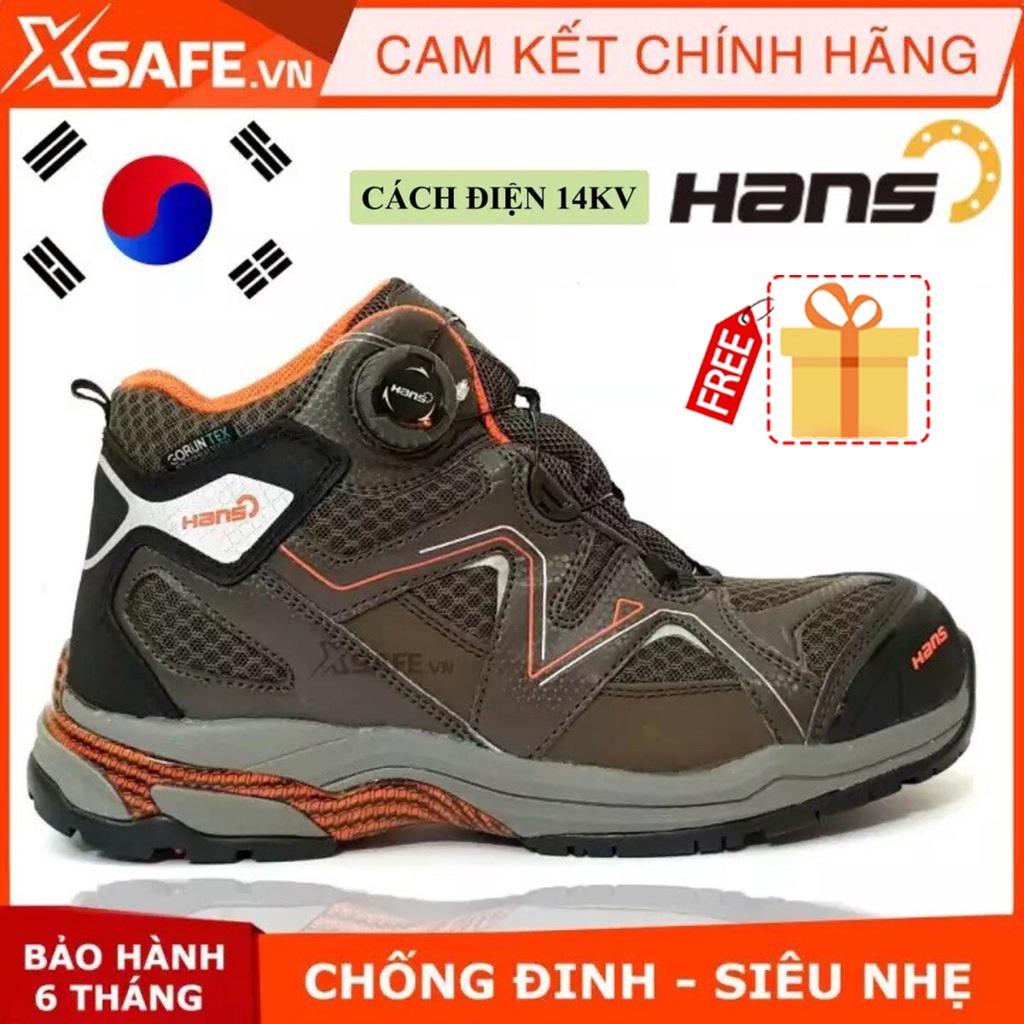 Giày bảo hộ lao động nam Hans HS78 siêu nhẹ, cấu tạo phi kim, tiêu chuẩn KCS Hàn Quốc giày công trình, nhà máy - Xsafe