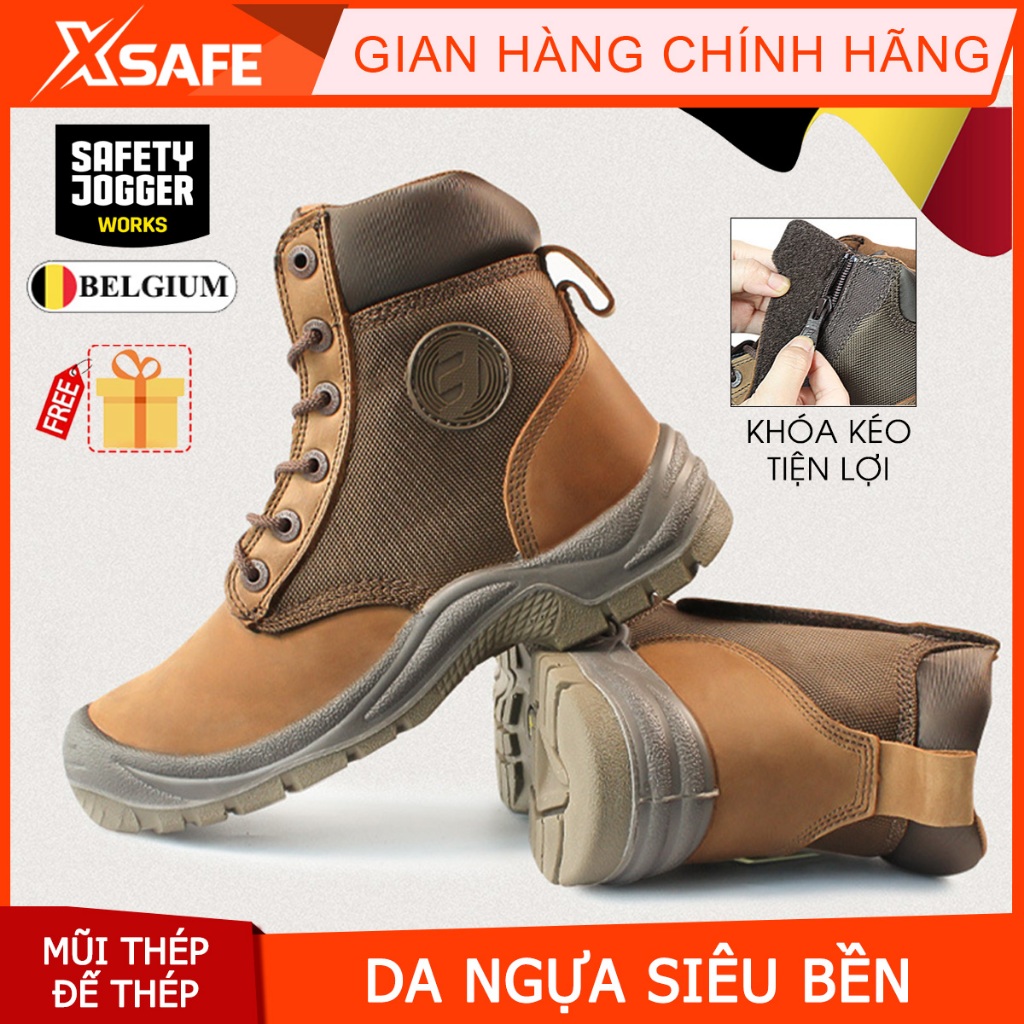 Giày bảo hộ lao động nam Safety Jogger Rush tiêu chuẩn S3/SRC da ngựa siêu bền chống thấm nước, mũi thép đế thép an toàn