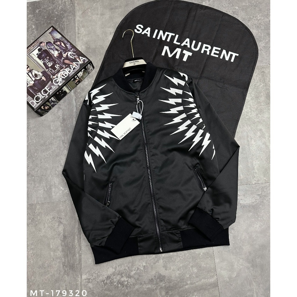 Áo khoác nam Bomber chất gió 2 lớp in hình tia set_Áo khoác nam cao cấp