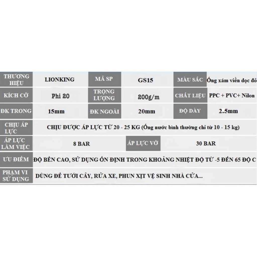 1 Cuộn 50M Ống dẫn nước 3 lớp Siêu Bền TONYDX/LIONKING phi 20