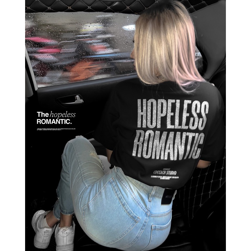 Áo phông in nhũ cao cấp ‘HOPELESS ROMANTIC’ by COCCACH form suông unisex