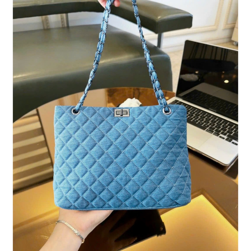 Túi xách bản to chất da mềm phối dây xích thời trang đựng đồ thoải mái mã sk085