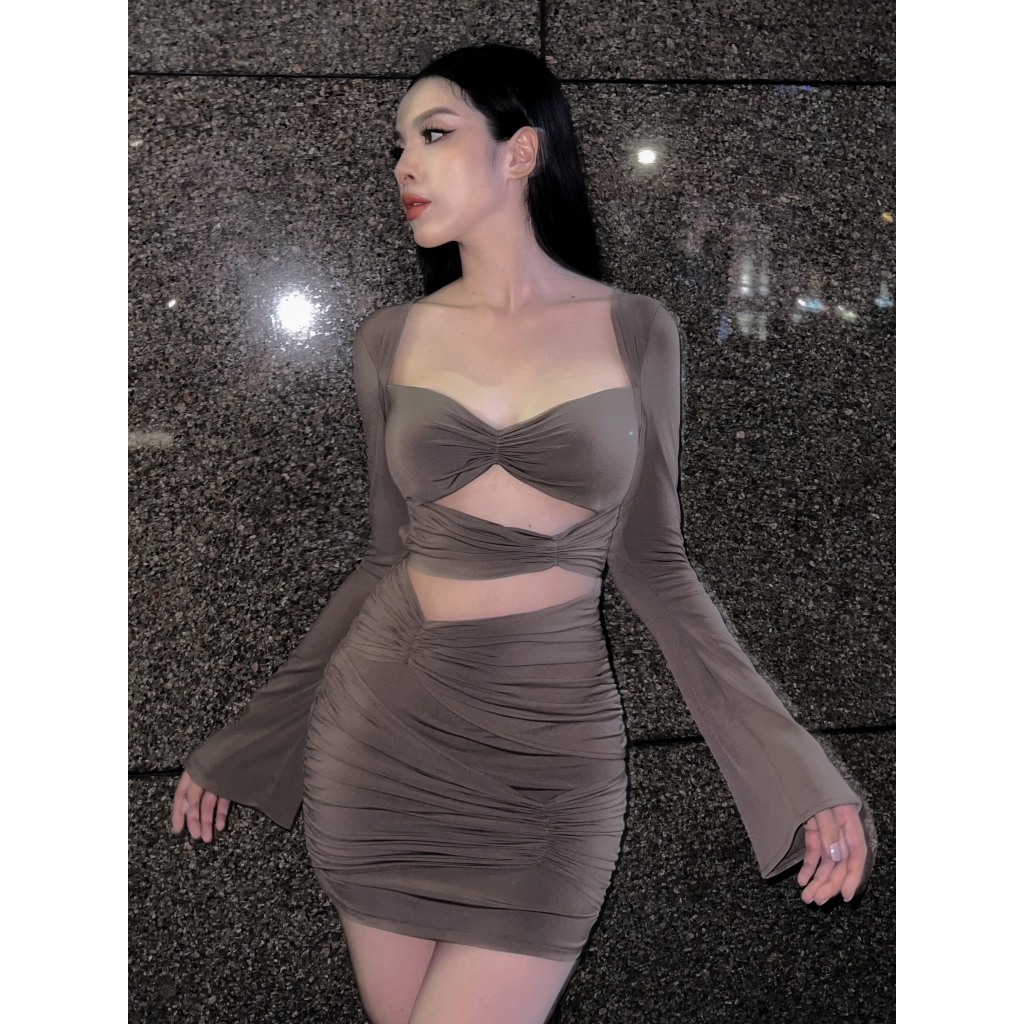 Đầm body khoét lưng siêu tôn dáng có mút ngực