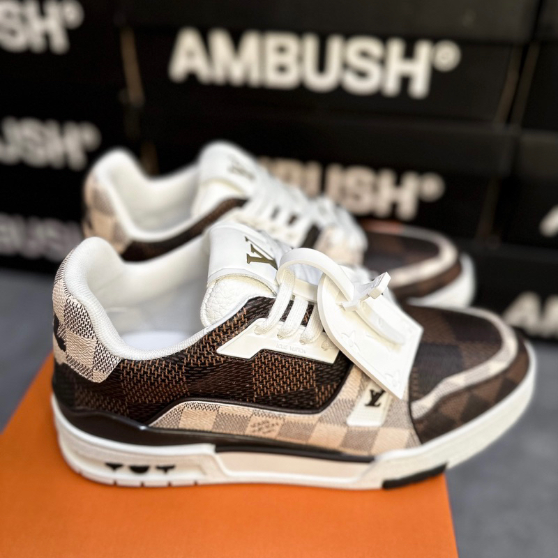 Giày Thể Thao LV54 Trainer Nâu Trắng Full Box Chuẩn Đủ PK