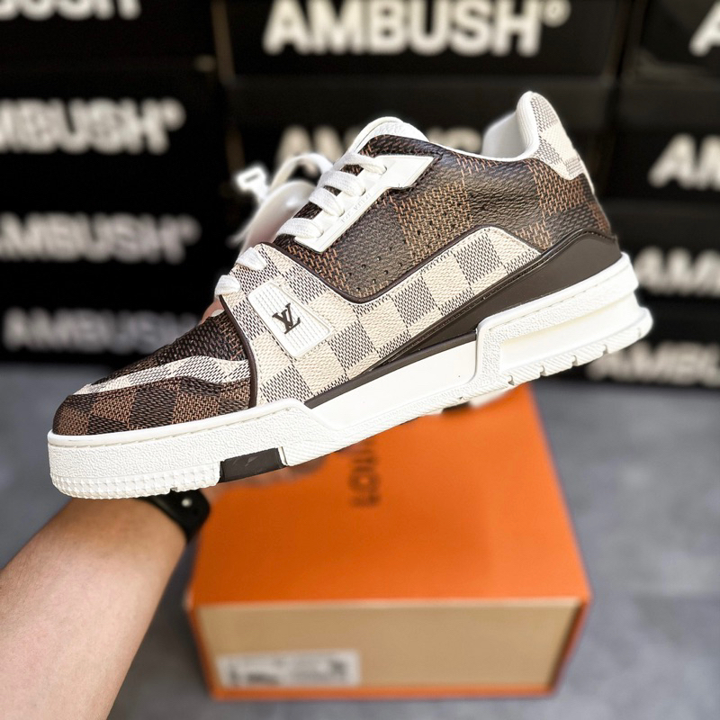 Giày Thể Thao LV54 Trainer Nâu Trắng Full Box Chuẩn Đủ PK