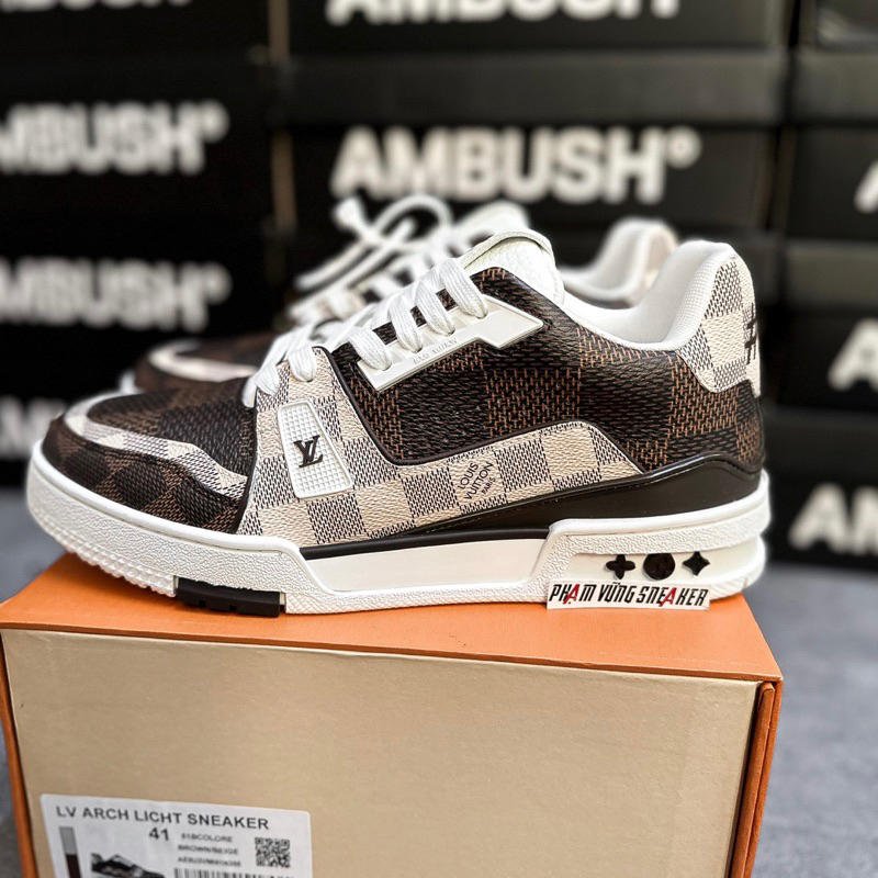 Giày Thể Thao LV54 Trainer Nâu Trắng Full Box Chuẩn Đủ PK