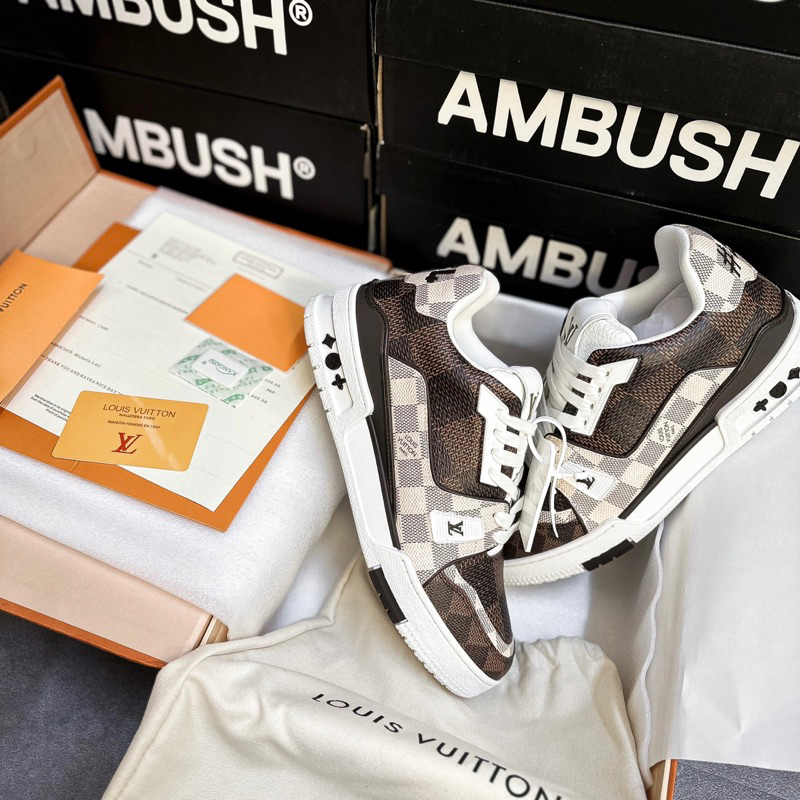Giày Thể Thao LV54 Trainer Nâu Trắng Full Box Chuẩn Đủ PK