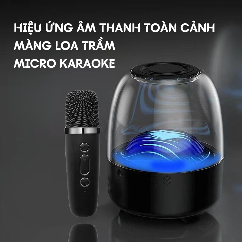 Loa Bluetooth L28+ Không Dây Kèm Micro Hát Karaoke, Loa Bluetooth Trong Suốt Có Đèn LED - L28+