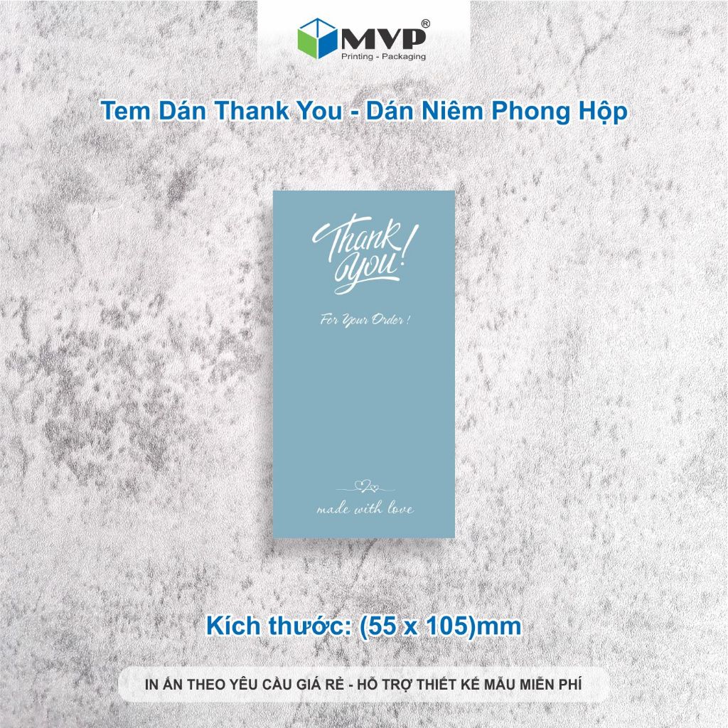 Tem Giấy Dán Hộp Carton Đóng Hàng, Tem Thank You Dán Niêm Phong Hộp MÀU TỐI, Decal giấy cán màng OPP
