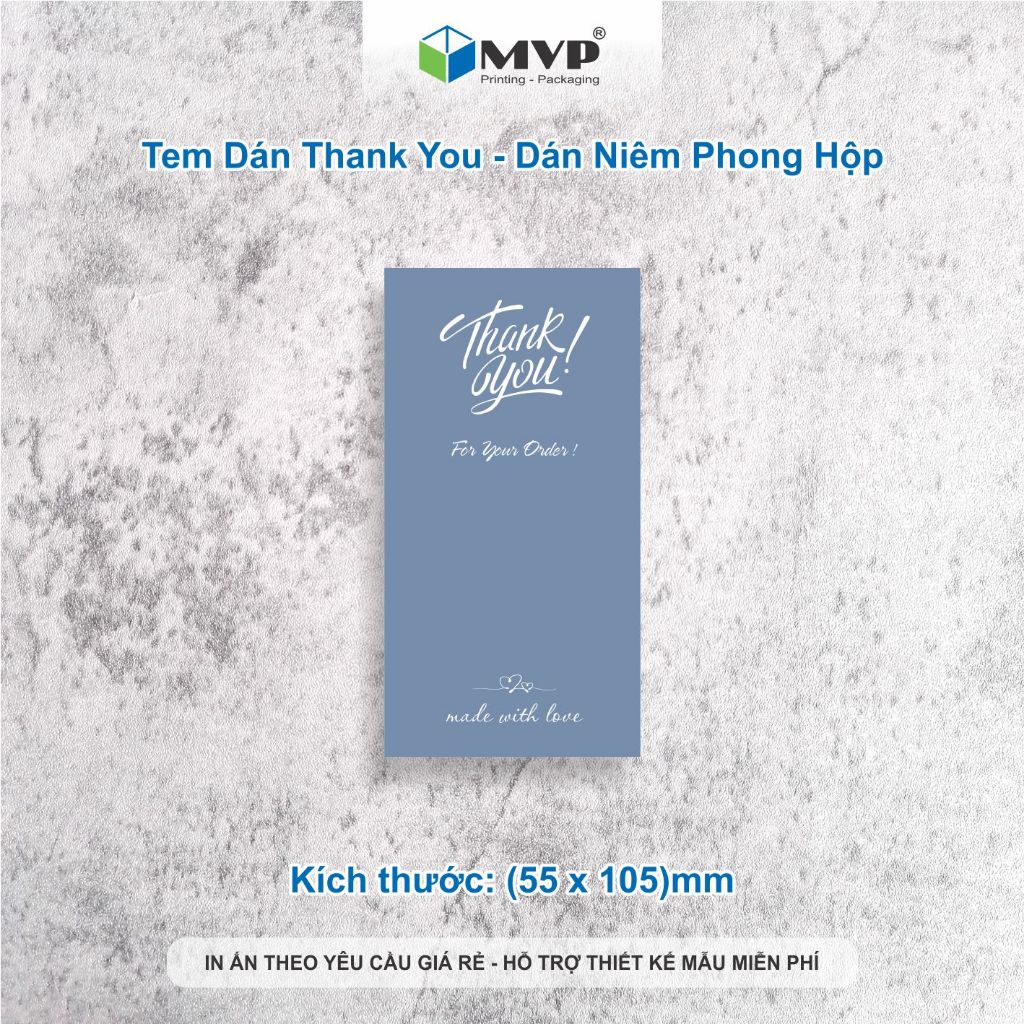Tem Giấy Dán Hộp Carton Đóng Hàng, Tem Thank You Dán Niêm Phong Hộp MÀU TỐI, Decal giấy cán màng OPP