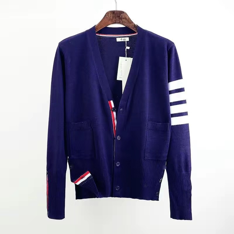Áo khoác cardigan Thom brown len dệt kim cho nữ, áo khoác thu đông phối sọc kẻ tay 2023 | BigBuy360 - bigbuy360.vn