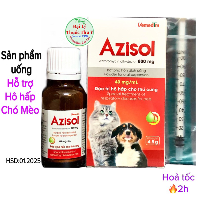 Azisol uống cho chó mèo : nhiễm khuẩn