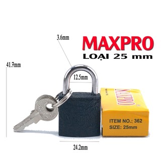 Ổ Khóa hành lý MAXPRO Đen Top Security Products | Size 25 mm với 3 chìa linh hoạt - giải pháp an toàn cho vali ,balo ,tú