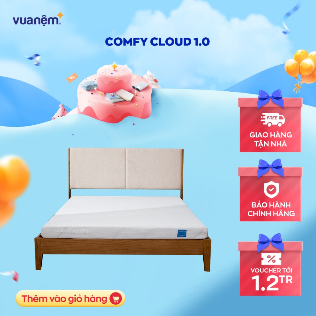 Nệm foam Comfy Cloud 1.0 nâng đỡ 5 vùng cơ thể, thoáng khí