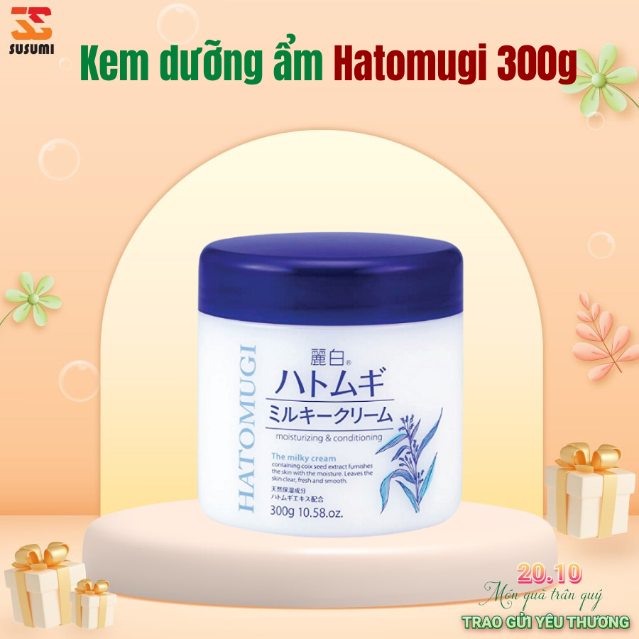 Kem dưỡng ẩm da Hatomugi ý dĩ Nhật Bản Moisturizing Conditioning The Milky 300g