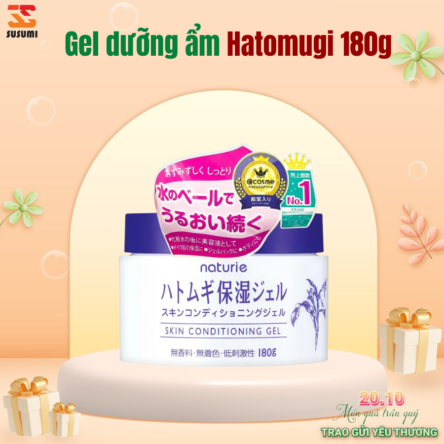 Gel Dưỡng Ẩm Da Chiết Xuất Hạt Ý Dĩ Naturie Hatomugi Nhật Bản 180g