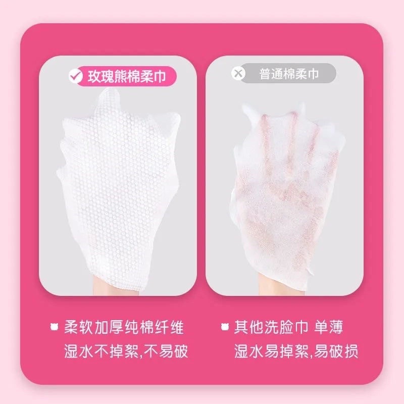 Khăn giấy gấu dâu Lotso chất liệu cotton dày dùng lau mặt, tẩy trang đa năng du lịch