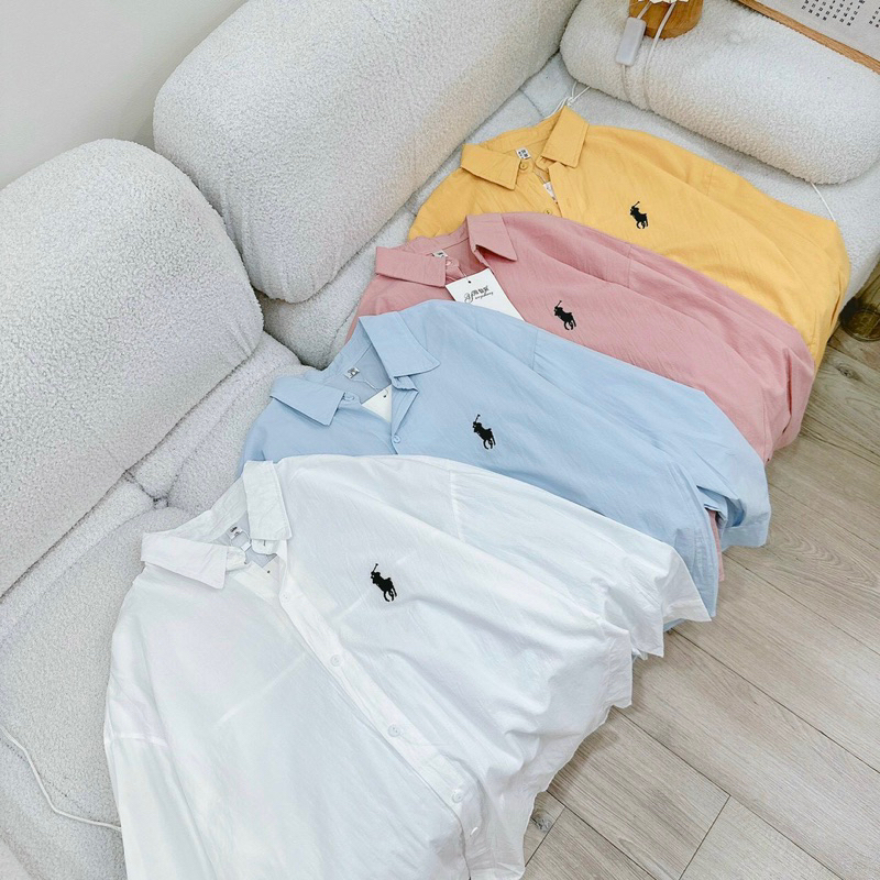 Áo sơmi fom rộng thêu hoạ tiết