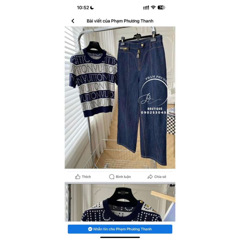 Quần jeans xuông eo vi cao cấp