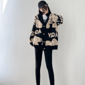 Áo Khoác Len, Áo Cadigan Dáng Dài Bigsize From Rộng Họa Tiết Full Gấu Siêu Cute Phù Hợp Đi Chơi Đi Đi Dạo Phố 2023