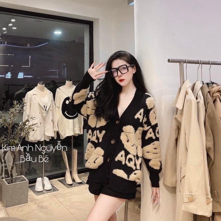 Áo Khoác Len, Áo Cadigan Dáng Dài Bigsize From Rộng Họa Tiết Full Gấu Siêu Cute Phù Hợp Đi Chơi Đi Đi Dạo Phố 2023