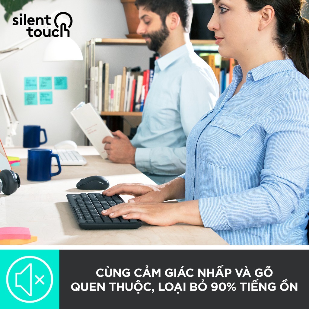 Combo Bộ Bàn Phím và Chuột không dây Logitech MK295 Silent  - Hàng Chính Hãng