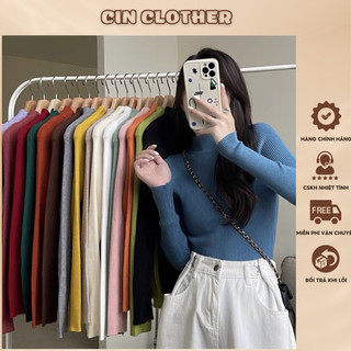 Áo len tăm nữ cổ 3 phân, áo len tăm 3 cm giữ nhiệt hàng cao cấp