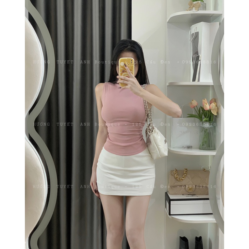 Áo sát nách cổ 3 phân nhún eo