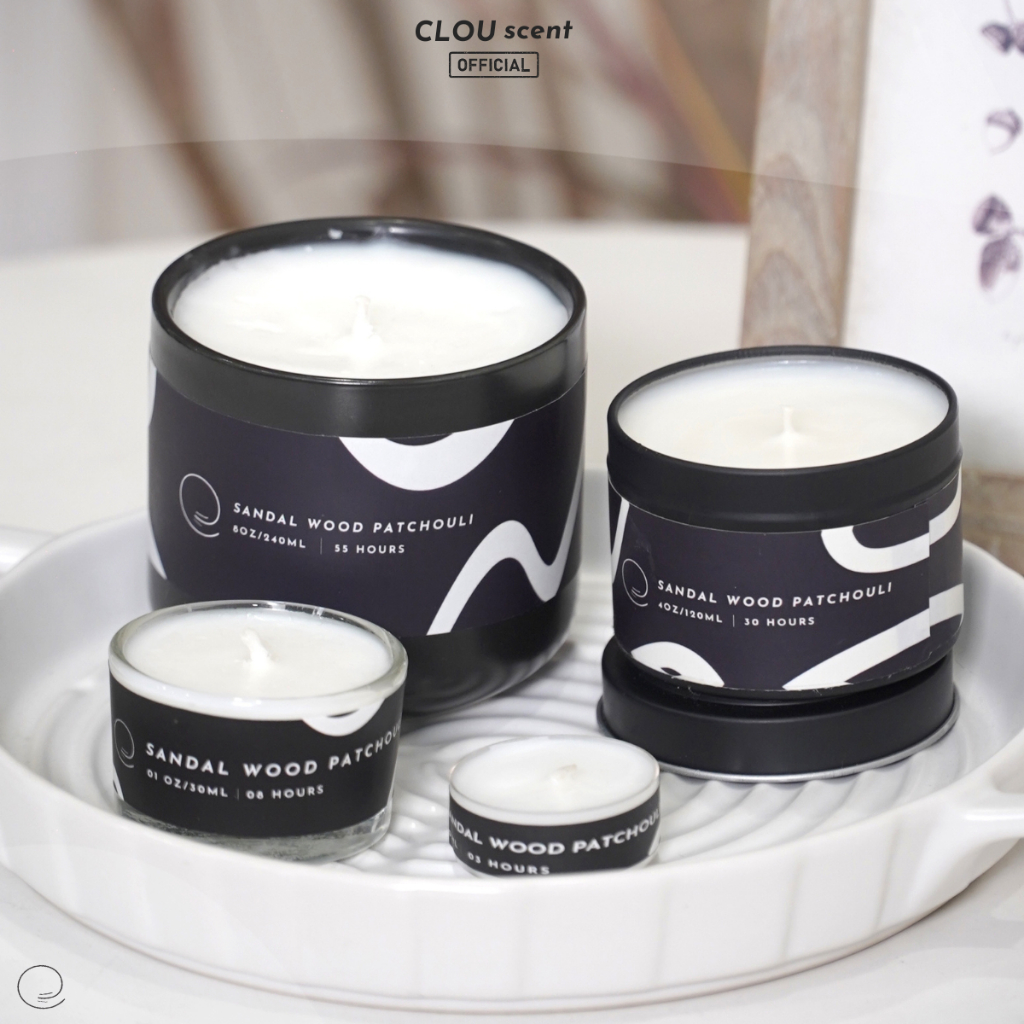 Nến Thơm Cao Cấp Sandalwood Patchouli - CLOU scent -  Size 120ml/240ml - Quà Tặng, Trang Trí, Thơm Phòng, Sáp Thơm