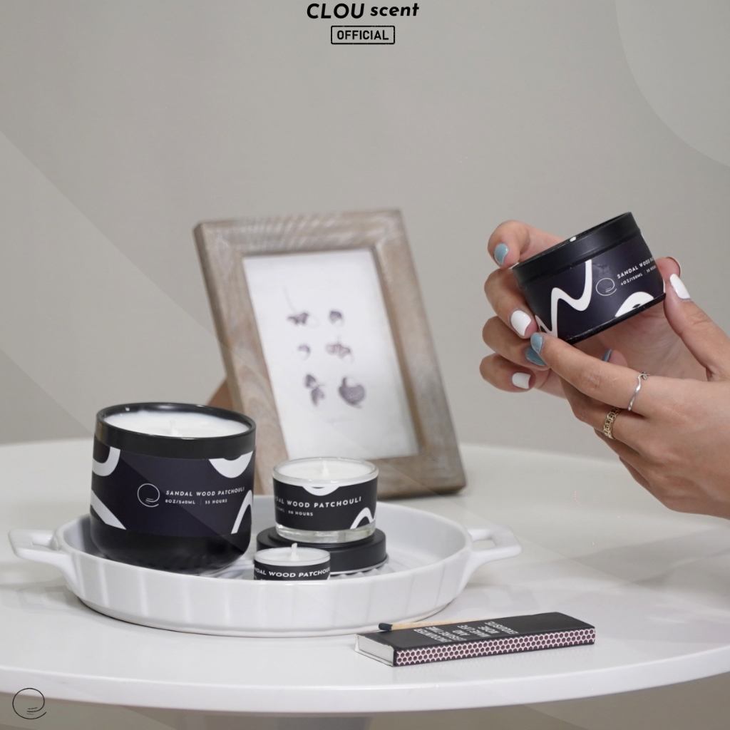 Nến Thơm Cao Cấp Sandalwood Patchouli - CLOU scent -  Size 120ml/240ml - Quà Tặng, Trang Trí, Thơm Phòng, Sáp Thơm