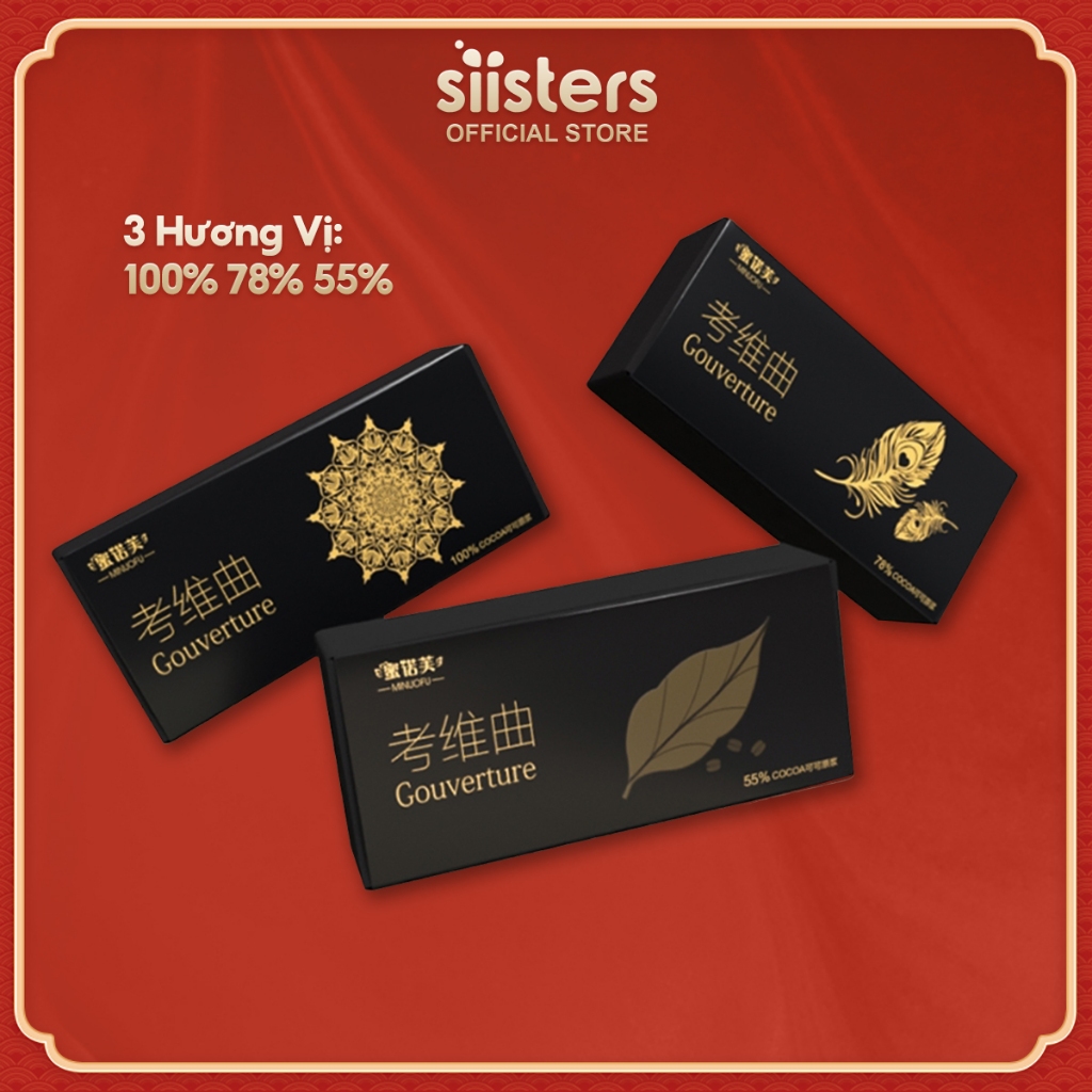 Socola đen đắng nguyên chất không đường 100% - Dark Chocolate Kẹo Sô cô la ca cao ăn kiêng hộp 120 gram Minuofu