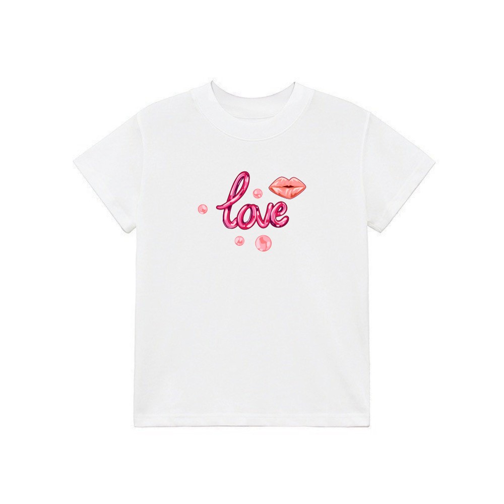 Áo Thun Form Fit Mẫu Lips Love. Áo Baby Tee Chất Cotton Co Giãn, Mền Mịn