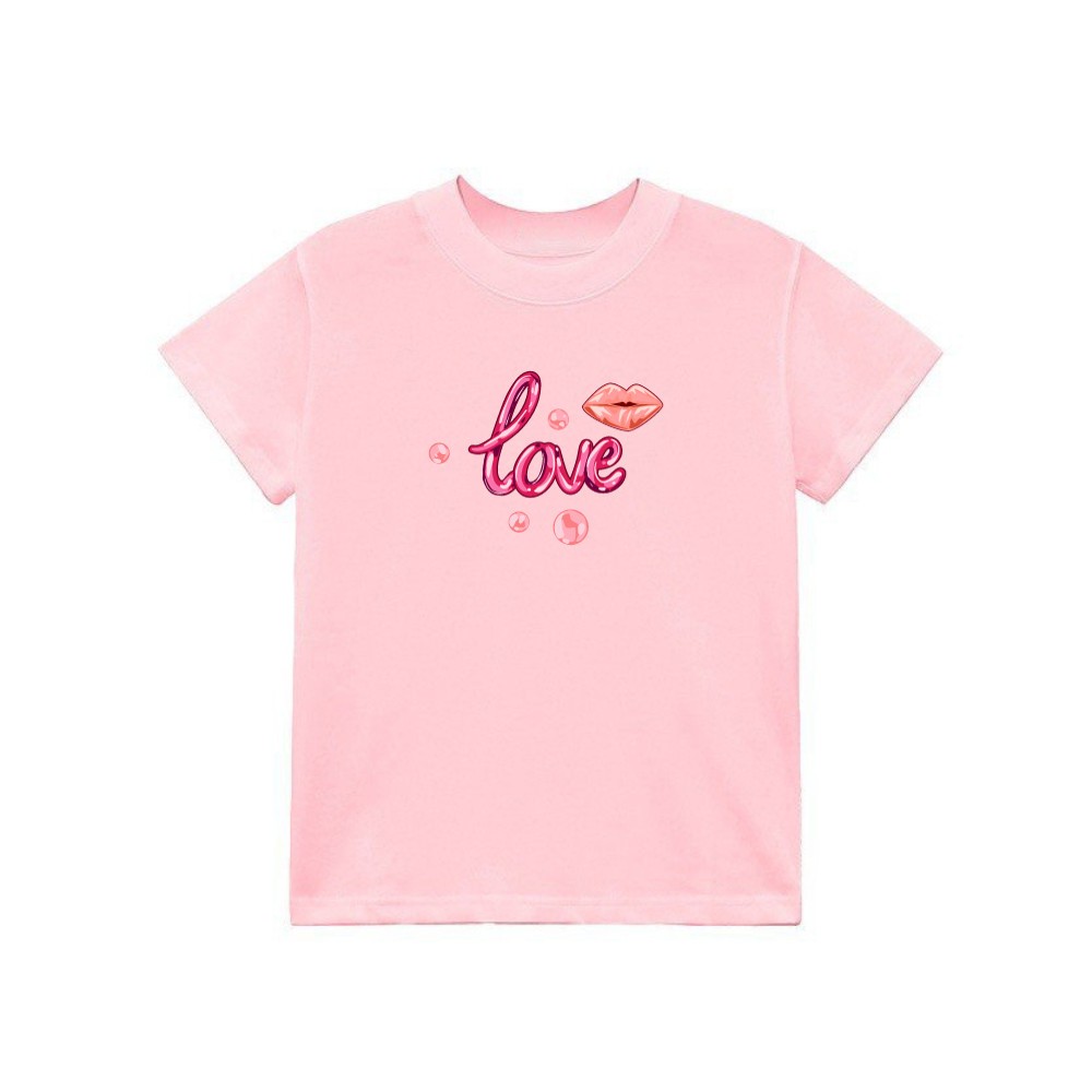 Áo Thun Form Fit Mẫu Lips Love. Áo Baby Tee Chất Cotton Co Giãn, Mền Mịn