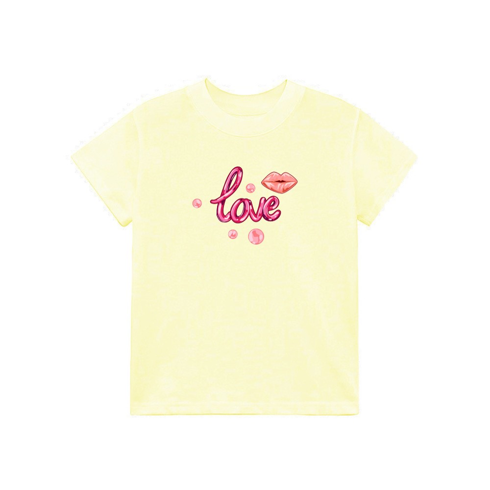Áo Thun Form Fit Mẫu Lips Love. Áo Baby Tee Chất Cotton Co Giãn, Mền Mịn