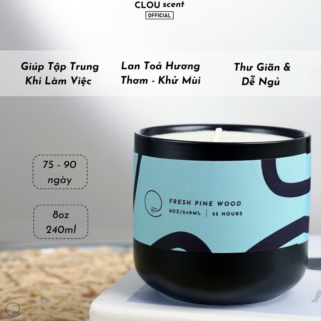 Nến Thơm Cao Cấp Fresh Pine Wood - CLOU scent -  Size 120ml/240ml - Quà Tặng, Trang Trí, Thơm Phòng, Sáp Thơm