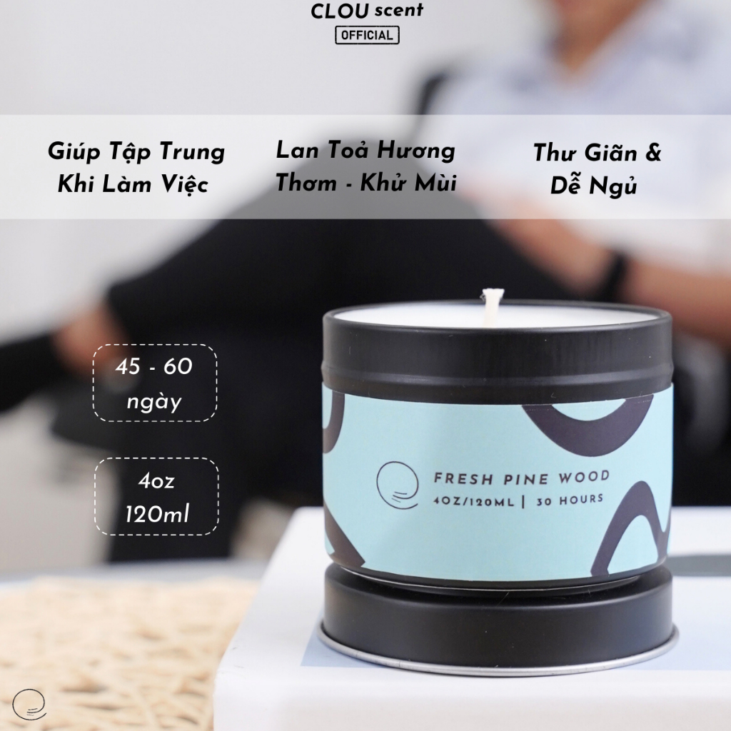Nến Thơm Cao Cấp Fresh Pine Wood - CLOU scent -  Size 120ml/240ml - Quà Tặng, Trang Trí, Thơm Phòng, Sáp Thơm