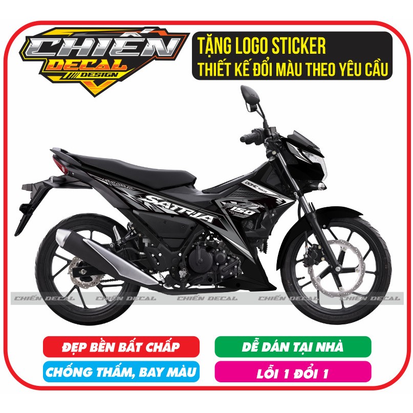 Tem rời xe satria - raider F150 mẫu tem mới màu đen xám bạc ( tem 3 lớp cao cấp)