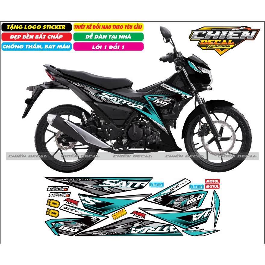 Tem rời xe satria - raider F150 mẫu tem mới màu đen nhiều kiểu lựa chọn