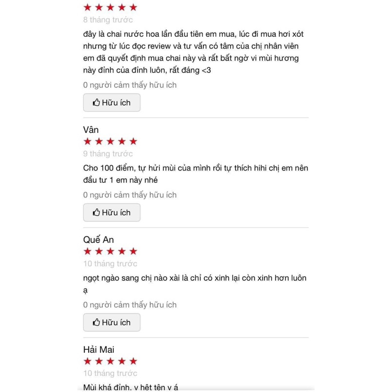 Nước hoa Killian nhiều mùi