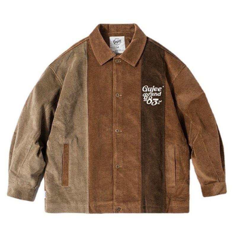 Áo khoác nhung tùy chỉnh phong cách Mỹ áo khoác công sở thêu khâu màu sắc khác nhau 100% cotton áo khoác nam chất lượng