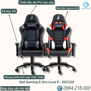 Ghế Gaming cao cấp Edra 229 - Màu Đen, trắng, đỏ - Chất liệu: Da PU dễ dàng vệ sinh - Bảo hành 12 tháng