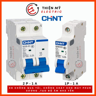 CB,Aptomat 1 pha, 2 pha dòng định mức 1A chống quá tải,chống cháy cho máy phun sương con gà nhà yến!