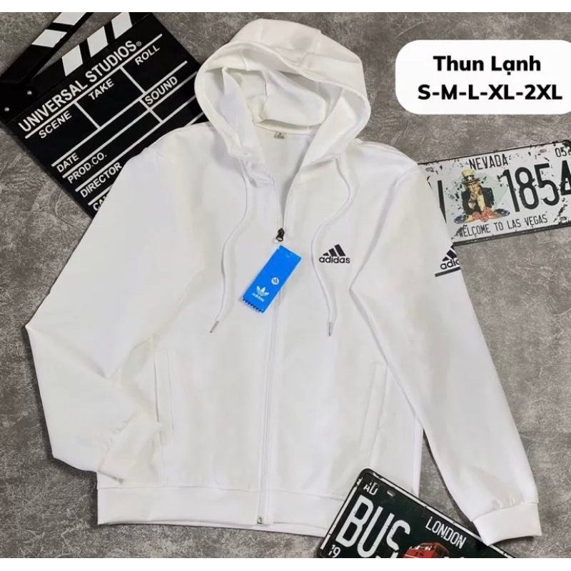 Áo Khoác Thun Poly 2 Da Cao Cấp Thể Thao Nam Nữ Màu Đen - Xanh trắng Lacotee  - Áo Khoác Thu Đông Form Xuông, Có Dây Rút