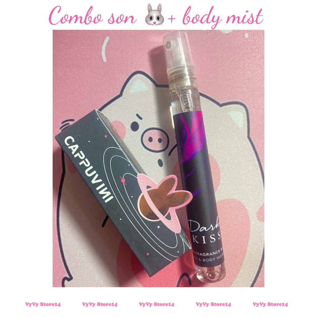 Combo son thỏ cappuvini kèm body mist mùi ngẫu nhiên 10ml