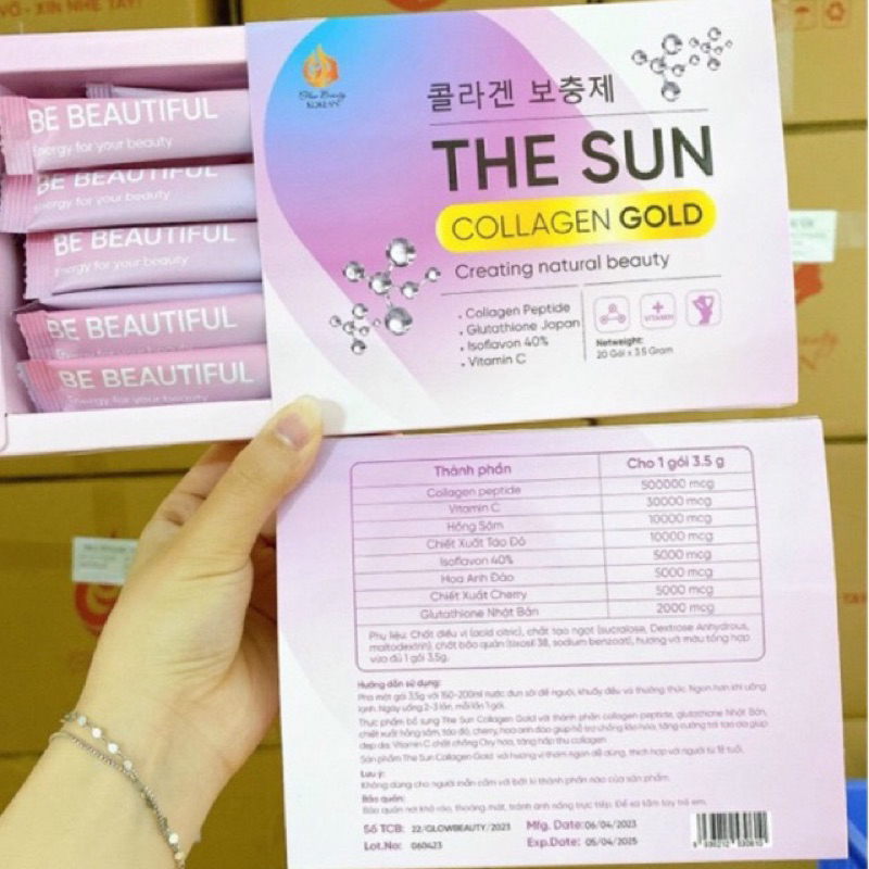 The Sun Collagen Peptide Glutathione Vitamin C Sáng Da Mờ Nám - Hộp 20 gói