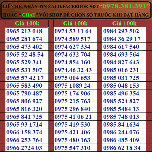 Sim viettel số đẹp đồng giá 100k