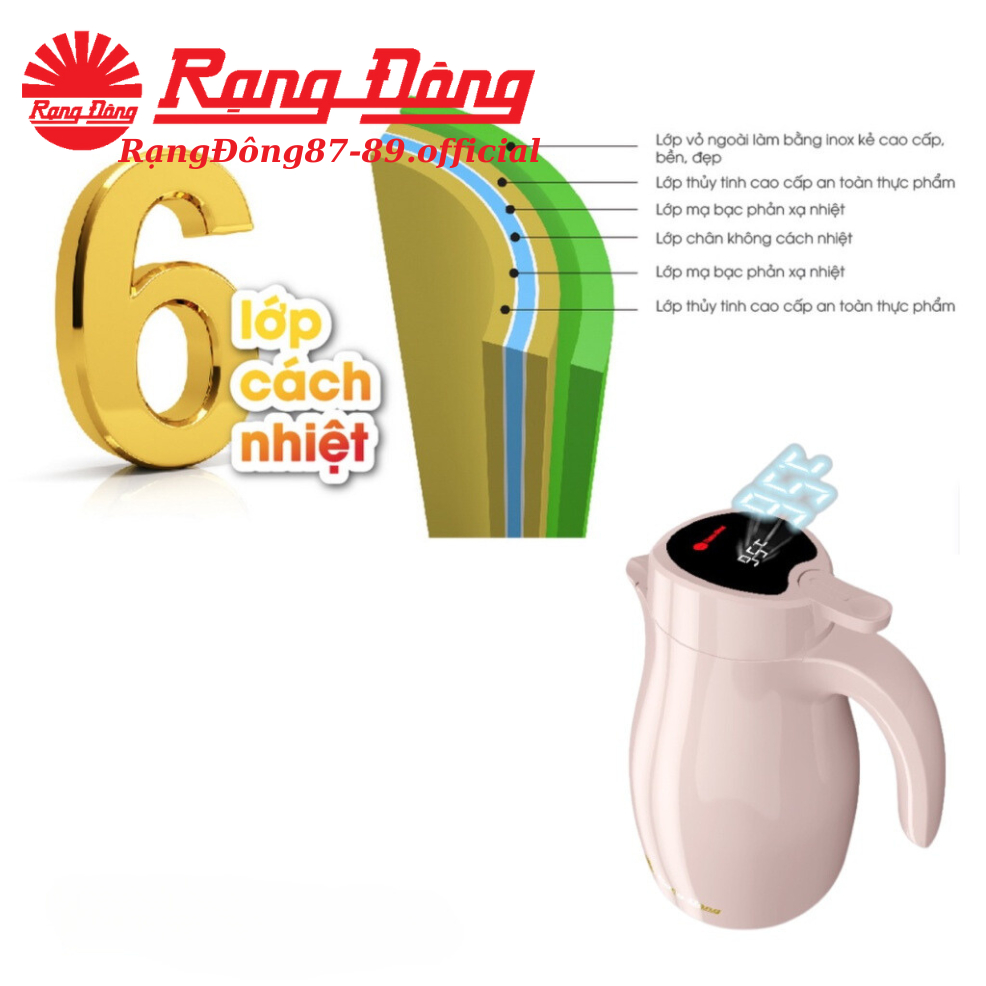 [Mã INBAU300 giảm 10% đơn 250K] Phích nước Rạng đông 1,5 lit, hiển thị nhiệt độ thông minh RD-1542 N3.E | BigBuy360 - bigbuy360.vn